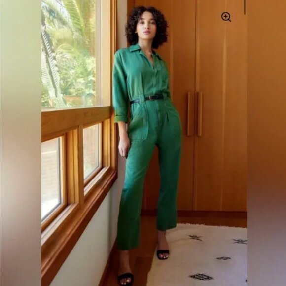 Anthropologie Etica NWT Kingsley Utility Jumpsuit Juniper Green Denim - XS - Picture 1 of 12
